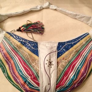 Colorful 90s Hobo Bag Leather? Leather-like?, Festival
